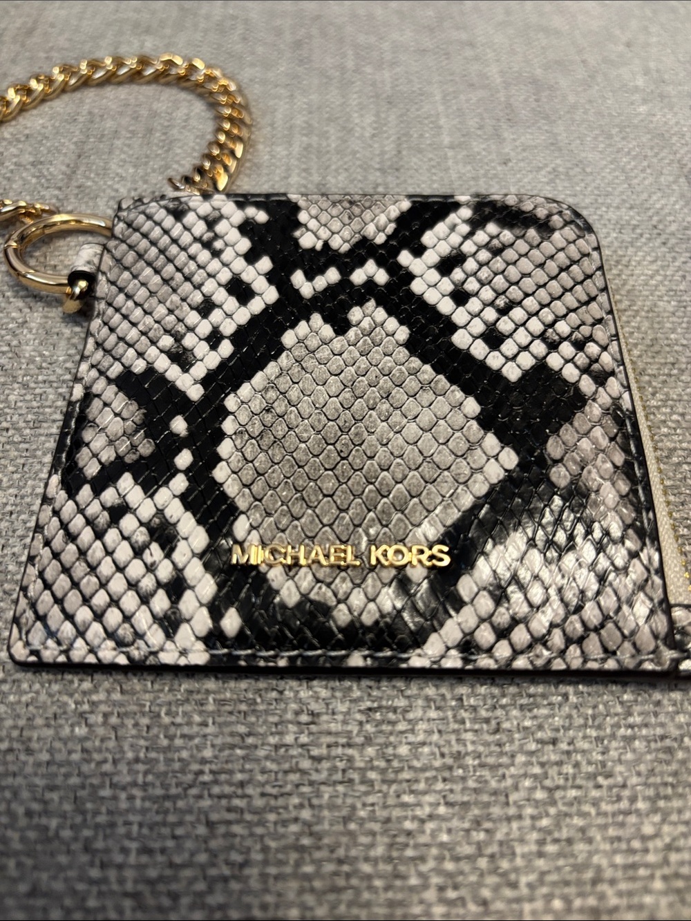 Michael Kors Jet Set Travel Medium Snake Embossed Chain Wallet - Picture 2 of 5